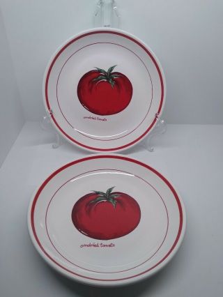 Over & Back Set Of 2 Sundried Tomato Pasta Bowls 9 1/2 " Made In Italy