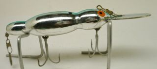 Vintage Fishing Lure,  Bomber Waterdog Meta Chrome Blue Back