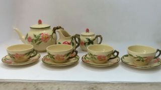 Vintage Franciscan Desert Rose Usa Tea Set Teapot Creamer Sugar 4 Cups Saucers