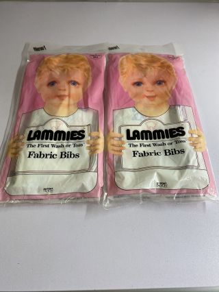 Nos 2 Count Package Of Lammies Child Food Mess 14”x10” Drop Cloth Wash Or Throw
