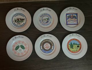 Set Of 6 Vintage Porcelain 8 " Cheese Plates Les Bon Fromages
