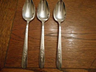 3 Nobility Plate 1939 Royal Rose Pattern Table Serving Spoons Oneida 3463