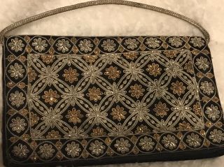 Intricately Beaded Clutch Purse With Handle (see Below)
