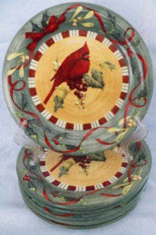 Lenox Everyday Winter Greetings Cardinal 10 5/8” Dinner Plate Set Of 6
