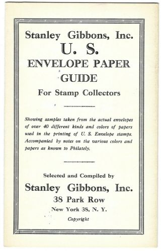 Stanley Gibbons Inc. ,  Us Envelope Paper Guide For Stamp Collectors