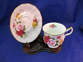 Paragon Tea Cup And Saucer W Pink And Yellow Roses - Shape