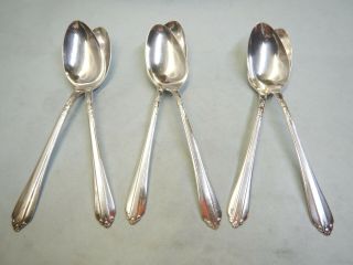 6 Hostess - Claridge - Starlight Oval Soup/dessert Spoons - Elegant 1939 Rogers Fine