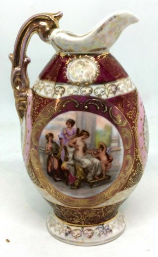 Antique Royal Vienna Ackermann & Fritze Ceramic Jug / Creamer [ah940]
