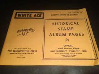 White Ace Stamp Album Supplement Pages - United Nations 26 Singles & Blocks 1979