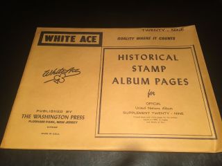 White Ace Stamp Album Supplement Pages - United Nations 29 Singles & Blocks 1982