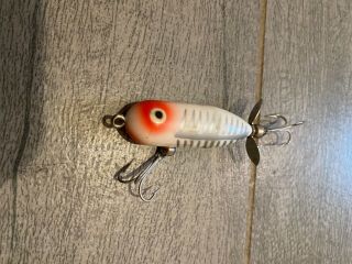 Vintage Heddon Tiny Torpedo Fishing Lure White And Silver