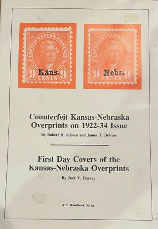 " Kansas - Nebraska Counterfeit Overprints " Aps Booklet