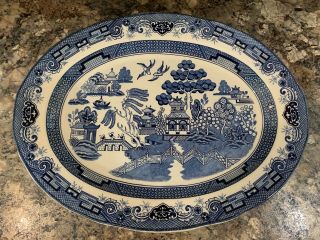 Vintage Blue Willow Heritage Ltd 18 1/2 " Large Turkey Serving Platter