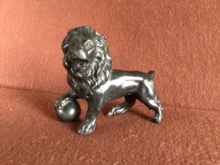 Antique Lion Paperweight Small Decorative Art Statue Ornate Cast Metal
