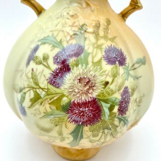 Vintage Robert Hanke Royal Wettina Austria Porcelain Trophy Vase Thistle Flowers 3