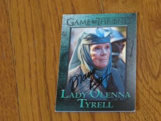 Diana Rigg Autographed Game Of Thrones Card Hand Signed Lady Olenna Tyrell