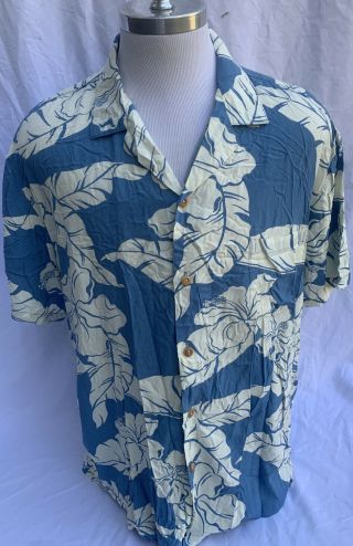Paradise Found Vintage Blue/white Floral Hawaiian Shirt Men’s Xl