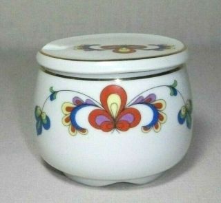 Vintage Porsgrund Norway Porcelain Farmers Rose Jam Jar With Cover