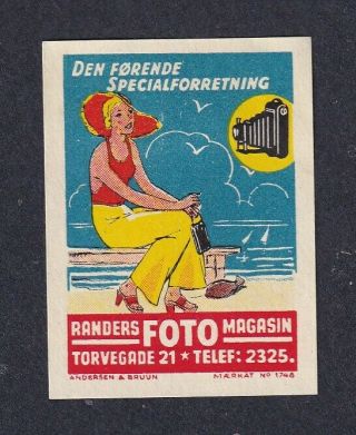 Denmark Scarce Poster Stamp Photography Randers Photo Camera Shop / Sailship