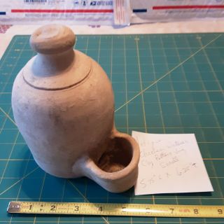 Sm Antique Clay Jug Chicken Bird Waterer Watering Pot Mexican Pottery Water Jar