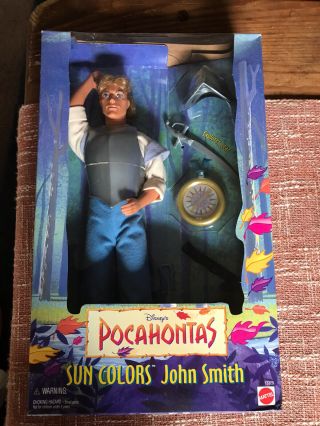 Pocahontas Sun Color John Smith Doll Disney Mattel Nip