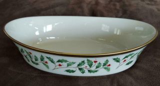 Lenox Holiday Dimension Large Oval Vegetable Serving Bowl Christmas
