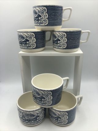 Currier And Ives Royal China Soup Mug “fashionable Turnouts” Set Of 6