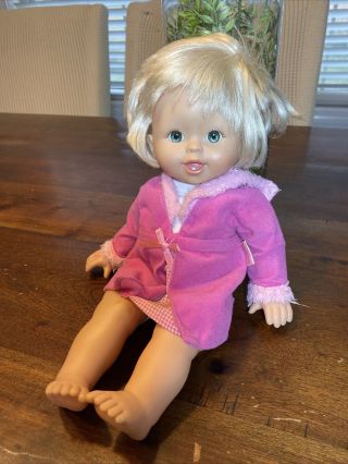 Fisher Price 2007 Little Mommy Sweet As Me Doll 14” Blonde Hair Green Eyes Sweet