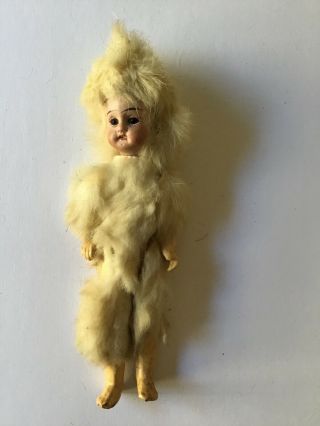 Antique Eskimo Doll With Articulating Arms,  Head And Legs With Real Fur Costume