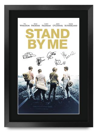 Stand By Me Movie Poster River Phoenix,  Corey Feldman A3 Poster Signed Movie Fan