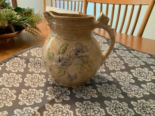 Antique Haynes Ware Baltimore Pottery Tan Floral Toulon 7” Pitcher