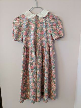 Vintage Laura Ashley Mother & Child Pink And Blue Floral Dress 7yrs