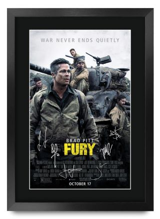 Fury Brad Pitt Gift Idea Printed Poster Signed Picture For Movie Fans