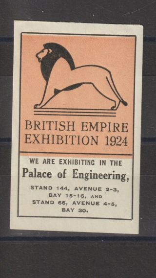 Uk Poster Stamp British Empire Exhibition 1924 Palace Of Engineering