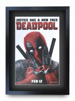 Deadpool Ryan Reynolds Gift Idea Printed A3 Poster Signed Picture For Movie Fans