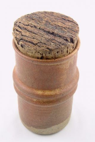Signed 1974 Vintage Mid Century Modern Studio Art Pottery Canister With Cork Lid