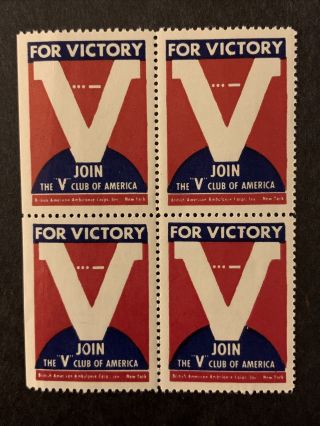 P87 Wwii For Victory British American Ambulance Corps Label Poster Stamp Mnhog V