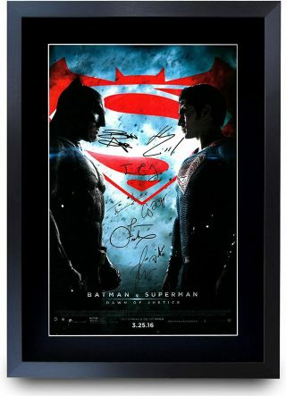 Batman Vs Superman Affleck Cavill A3 Poster Signed Autograph Picture For Fans