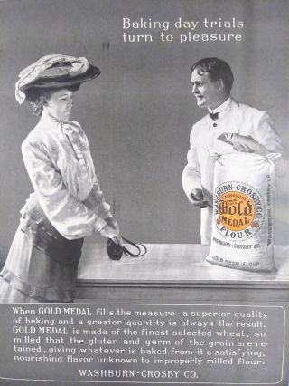Old Antique 1900 Washburn - Crosby Co.  Gold Medal Flour 1904 Print Ad - Art Poster