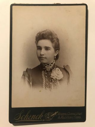 Rare Antique Minerva Carrollton Malvern Ohio Pretty Woman Broche Cabinet Photo