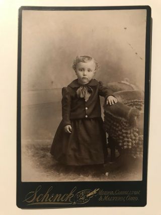 Rare Antique Minerva Carrollton Malvern Ohio Pretty Baby In Black Cabinet Photo