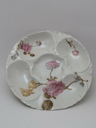 Antique French Porcelain Floral Oyster Plate.  H&c /l Haviland Limoges France.  Nr