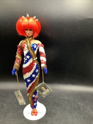 Ooak Barbie By Jim Faraone Originals Rooted Eyelashes Sequin Flag Dress Usa