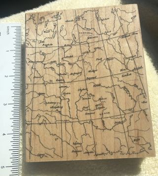 S1712 Antique Map Background Hero Arts Rubber Stamp 4.  75”x3.  75”