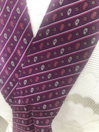 Specialty House 100 Skinny Silk Scarf Tie Vintage Made Japan - Purple 70s 80s