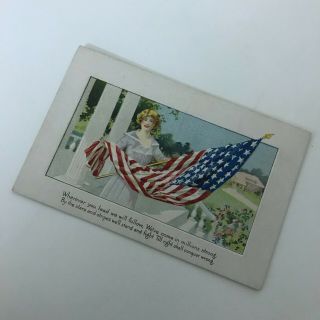 Antique Embossed Patriotic Flag Postcard July 4th Usa America Series 252 Star