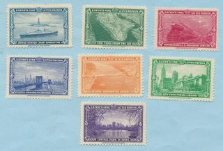 7 Vintage Eatons American Bank Note Cinderella Stamps Nh Og Ny Images Rr,