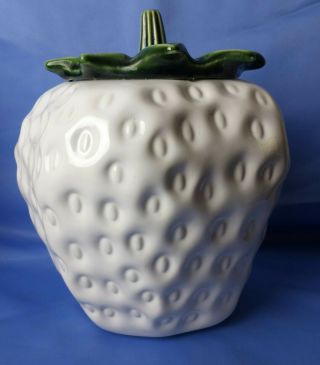 Vintage Mccoy Made In Usa White Strawberry Cookie Jar With Lid