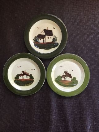 All 3 Antique Paw Paul Wranitzky Czechoslovakian Art Pottery Mini Plates Cottage