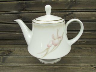Sonata By Noritake Coffee Pot W Lid White And Pink Flowers Gold Trim